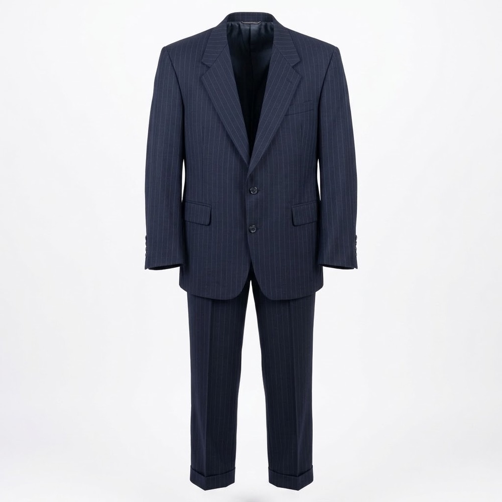 Hart Schaffner Marx Gold Trumpeter Mens Suit 38S (32x29) Navy Pinstripe Wool 2pc